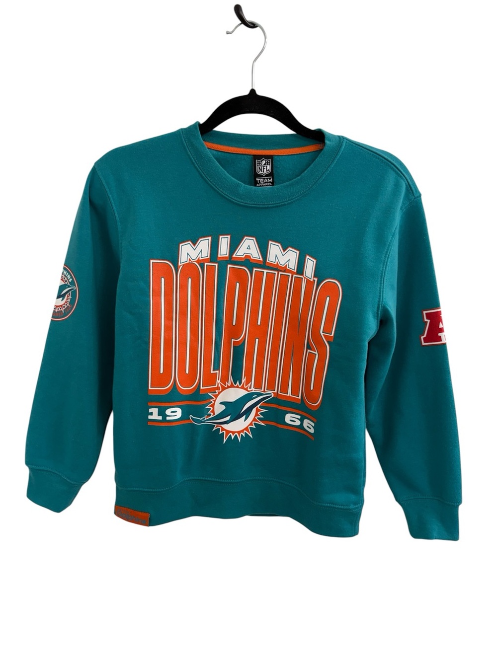 NFL Team Apparel Teal Orange Miami Dolphins Kids Crewneck Sweatshirt